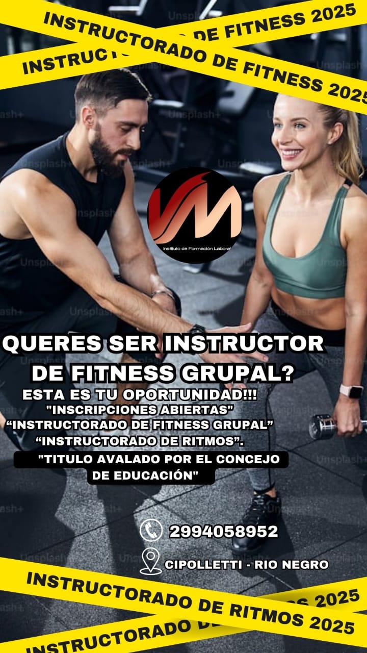 Flyer de instructorado de fitness del Instituto VM
